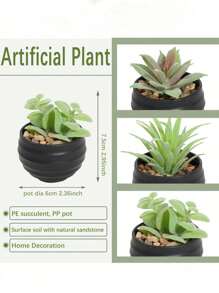 3pcs/Set Artificial Succulent Plants, Green Succulents With White And Black Pots, Decorative For Spring/Summer, Valentine's Day Gift, Artificial Plants, Potted Plants, PE Material, Tabletop Decor, Home Decor, Garden Decor, Dorm/Office Decor, Outdoor Events/Parties, Hotel/Restaurant/Bedroom/Wedding Decoration, Year-Round Decor, Green Decor Gifts Birthday Graduation