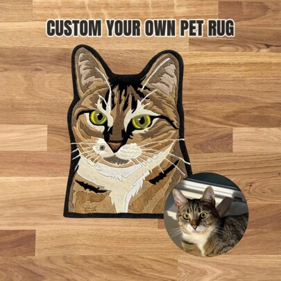 1 Pieza Alfombra de baño con retrato personalizado de mascota, alfombra personalizada con retrato de mascota, alfombra de baño con retrato de perro hecho a mano, decoración de baño para mascotas, retrato de mascota único y divertido, antideslizante, de moda, colorido, lindo, sencillo, kawaii, regalo perfecto para amantes de las mascotas, decoración de otoño, de vuelta a la escuela