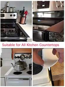 1pc/2pcs Heat-Resistant Silicone Kitchen Gap Filler, Oil-Proof & Anti-Pollution Gas Stove Gap Soft Sealing Strip, Silicone Stove Gap Sealant,Black,Grey,White