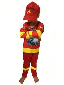 Children's Long Firefighter Costume - 紅色 - 查看 7