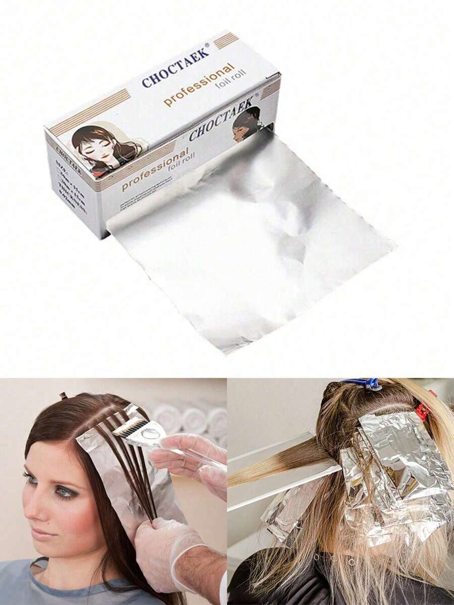 1 卷染发锡箔烫发套装理发披肩美发剪刀造型器理发剪刀理发披肩锡箔美甲工具美甲工具白色，美发工具，美发产品和理发沙龙美容旅行必需品配件 - 白色 - 查看 1