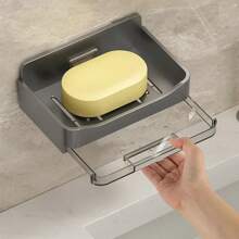 Soporte deón de baño sin perforaciones, soporte de esponja deón montado en la pared, organizador, plato deón de doble drenaje, accesorios de baño DPIN - Negro - Ver 3