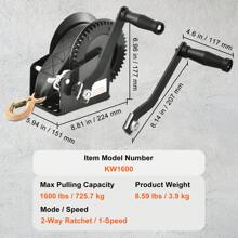 Hand Winch, 800-3500 Lbs Pulling Capacity, Boat Trailer Winch Heavy Duty Rope Crank With Polyester Strap/Steel Wire Cable And Two-Way Ratchet, Manual Operated Hand Crank Winch For Trailer, Boat Or ATV Towing - 1600 Lbs, Polyester Strap - View 7