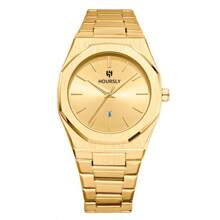 A Blue Men's Quartz Watch, Stylish And Elegant Business Stainless Steel Round Calendar Watch, Suitable For Daily Life Holiday Gifts