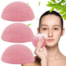 3 Count Cleansing And Exfoliating Activated Charcoal Konjac Facial Sponge, Deep Cleansing And Exfoliating, Suitable For Oily, Dry, And Sensitive Skin, Natural Face Cleansing Tool