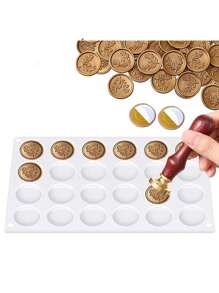 1pc White 24-Grid Round Flat Bottom Wax Seal Stamp Soft Silicone Mold - White - View 8