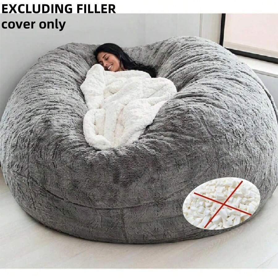 1pc Multifunctional Slouchy Sofa Cover, Fabric Beanbag Cover (No Filler, Cover Only), Movable & Foldable For Rental Home, Apartment, Small Living Room - Light Grey - View 1