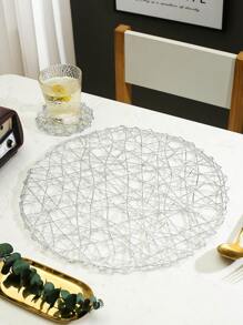 Set de 6 individuales tejidos a mano de forma redonda hueca, de estilo minimalista moderno, lavables, fáciles de limpiar, antideslizantes, resistentes al calor, adecuados para la decoración de la habitación, la mesa de comedor, el hogar, ideales para fiestas, cumpleaños, bodas y cenas