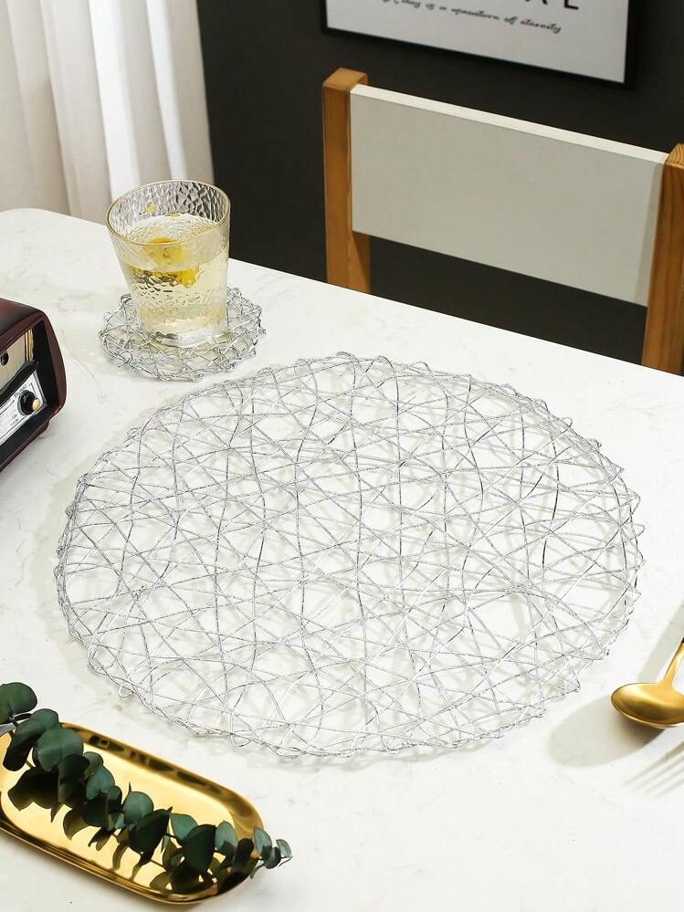 6 pièces/set de sets de table ronds modernes minimalistes tressés à la main, lavables, faciles à nettoyer, essuyables, antidérapants, résistants à la chaleur, convenant à la décoration de la pièce, à la décoration de la table à manger, à la décoration de la maison, idéaux pour les vacances, les fêtes, les anniversaires, les mariages et les dîners - Multicolore - Voir 6