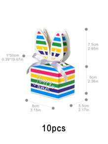 10pcs/5pcs/1pc Large Rainbow Square Cute Rabbit Bow Decorated Thick Paper Gift Boxes, Suitable For Birthday Party, Mother's Day, Summer Wedding, Father's Day, Graduation, Daily & Holiday Party, For Jewelry, Cosmetics, Chocolate, Cookies, Candy, Cards Gift - Rabbit Gift Box - View 15
