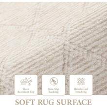 Large Washable 6x9 Area Rug: Boho Moroccan Geometric Neutral, Non-Slip Foldable Indoor Floor Carpet For Living Room, Bedroom, Dining Table - Beige, 6X9 - 現代米色 - 查看 6