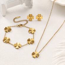 1 Set Fashionable Floral Design Necklace, Bracelet & Earrings Jewelry Set, Suitable For Women's Party, Daily Wear