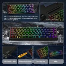 ATTACK SHARK X68 HE 8000Hz Rapid Trigger Keyboard, 0.01mm RT Accuracy Wired Gaming Keyboard With Magnetic Switch, Adjustable Actuation, Rapid Trigger, Snap Tap, RGB Lighting For PC - 彩色 - 查看 9