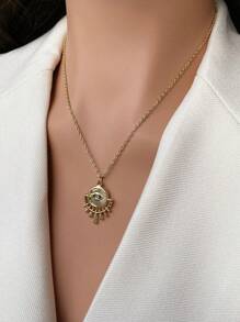 奢华创意魅力彩色方晶锆石邪眼吊坠项链珠宝新奇礼品配件适合女性多功能日常佩戴配件礼物