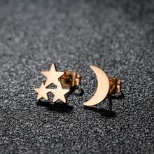 1 Cặp Hoa tai đính đá hình sao-mặt trăng bằng thép không gỉ, hình học sang trọng hình mặt trăng, ngôi sao, hoàn hảo cho hoa tai đính hôn hàng ngày làm quà tặng đám cưới - 3-GED188 - Xem 2