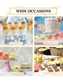 10-50pcs Plastic Dessert Cups, Small Square Transparent Jelly Cups, Glitter Dessert Cups, Square Mini Appetizer Cups, Reusable Dessert Bowls, Yogurt Parfait Cups, Suitable For Mousse Cake, Party, Wedding, Tasting, Pudding, Etc. - Multicolor - View 5