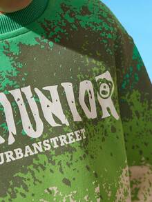 ASK JUNIOR 2件套男童渐变印花长袖连帽衫和裤子套装 - 綠色 - 查看 9