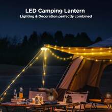 Luces de cuerda portátiles 2 en 1 para camping - recargables por USB, diseño guardable con 5 modos de iluminación para exteriores, jardín y senderismo