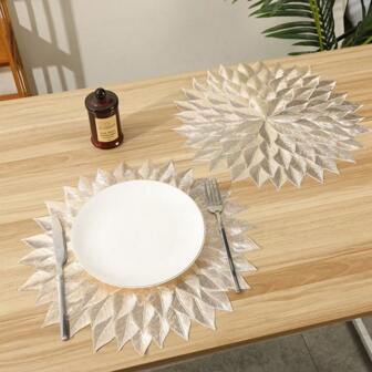 1pc/4pcs/6pcs Thick Chrysanthemum Round Insulation Non-Slip Placemats, Suitable For Holiday Decoration, Hotel & Restaurant, Washable For Kitchen & Dining Table