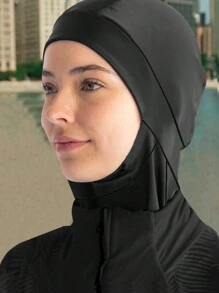 1 pièce Hijab de plage d'été uni pour femmes, Turban instantané sportif pour femmes voilées, Séchage rapide