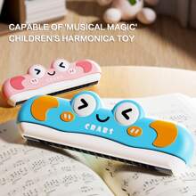 Jouet musical pour bébé, harmonica mini à double rangée de 16 trous, exercice de la capacité pulmonaire, jouets musicaux convenant aux enfants d'âge préscolaire de 2 ans et plus, harmonica de dessin animé, jouets de musique pour bébés et tout-petits de 2 à 3 ans, cadeaux pour débutants en musique