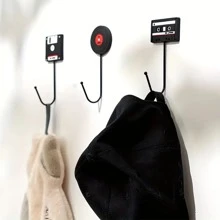 3pcs Retro Industrial Style Office Hooks - No Drilling Required, Easy To Install, Multi-Purpose For Headphones, Clothes, Backpacks, Etc. - Strong Adhesive, Rust-Proof PVC Home Bathroom Decor Bathroom Organizer Summer