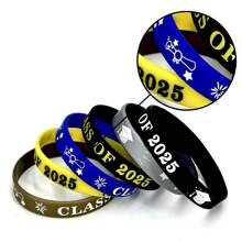 24 piezas Clase de 2025 Pulsera de silicona de la temporada de graduación, pulsera de graduación de silicona, adecuado para regalos de recuerdos de fiestas de graduación - Multicolor - Ver 5
