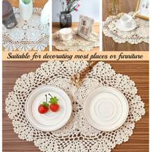 Rendas Trançadas Individuais, Jogos Americanos de Crochê Feitos à Mão, Toalha de Mesa de Renda Vazada, Toalha de Mesa Oval, Porta-copos de Renda Floral Vintage para Decoração da Sala de Estar, Mesa de Centro, Decoração Doméstica a Prova de Poeira, Melhores Presentes
