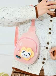 1pc Cute Cartoon Children's Chest Bag Waist Bag, Autumn And Winter New Children's Bag Cartoon Animal Panda Shoulder Crossbody Girl Chest Bag Casual Wear Matching Accessories Bag, Suitable For Elementary School Students And Teenagers Middle School Students Shopping, Travel And Outdoor Sports Daily Use.