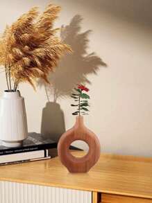 1 件复古木制花瓶，质朴底座形状，装饰艺术家居装饰，北欧风格桌面花瓶，适合客厅 - 1pc - 查看 9