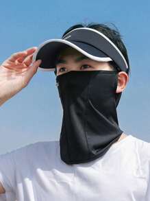 1 pieza Máscara facial de protección solar para hombres para colgar en la oreja, máscara facial de seda de hielo para golf al aire libre, protección solar para el cuello para pesca, ciclismo, motocicleta, máscara facial transpirable con malla para colgar en la oreja, máscara ligera y de secado rápido para esquí para hombres - Multicolor - Ver 3