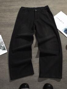 街头时尚阔腿长牛仔裤男士四季美式潮流夏季舒适百搭短裤学院休闲男（情侣款）