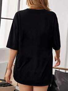 Sloppy Steaks Calico Cut Pants A Chunky Coffin Flop Comedy Oversize Women T-Shirt For Plus Size Women - 黑色 - 查看 3