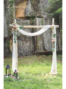 Artificial Flowers Wedding Arch Decoration Kit (Pack Of 3) - 2pcs Aobor Flower Arrangement & 1pc Chiffon Drape For Wedding Ceremony Backdrop Decoration, Elegant Dusty Rose