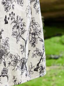 ASK JUNIOR Girls Sleeveless Allover Print Dress, Thin Princess Party Dress For Summer Vacation - Black and White - View 11