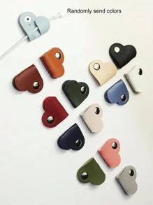 1/2/3/5/6/9/10pcs Charger, Headphone Cable Storage Buckle-Mixed Color Heart Shaped Cord Organizer, Earphones Headphones Cable Winder Organizer, PU Leather Cable Organizer, Gifts For Men Women Charger Case Office Must Haves Digital Bag - Multicolor - View 8