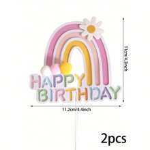 2 包彩虹生日快乐蛋糕装饰物、婚礼纸质蛋糕装饰用品、纸杯蛋糕套装、非电动、无羽毛烘焙装饰。 - 彩色 - 查看 9