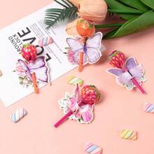 8 stuks vlinderlollykaarten, roze en paarse lollywenskaarten, verjaardagsfeest, bruiloft, vlinderthemafeestgeschenken, lollykaartdecoraties, geschikt voor bruiloften, verjaardagen, themafeesten (lolly's niet inbegrepen)
