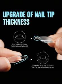 240pcs Almond Shaped Soft Gel Nail Stickers, Medium Size, Full Coverage, Press-On Extended Fake Nails, Semi-Matte Pre-Shaped Transparent Acrylic False Nail Stickers Nail Supplies - Clear - View 3