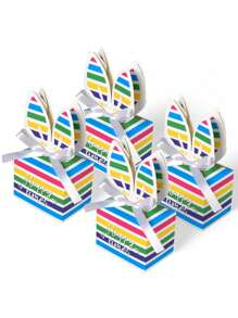 10pcs/5pcs/1pc Large Rainbow Square Cute Rabbit Bow Decorated Thick Paper Gift Boxes, Suitable For Birthday Party, Mother's Day, Summer Wedding, Father's Day, Graduation, Daily & Holiday Party, For Jewelry, Cosmetics, Chocolate, Cookies, Candy, Cards Gift - Rabbit Gift Box - View 10
