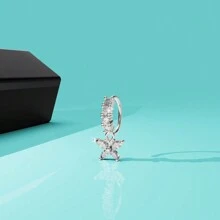 1pc Adjustable Nose Piercing Crstal Cross & Butterfly Nose Ring