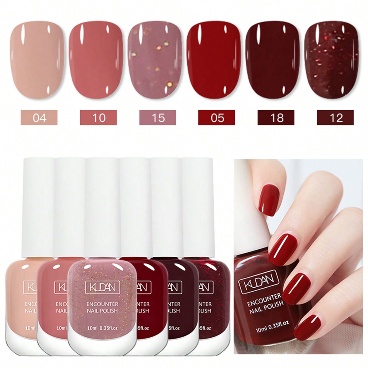 Piezas/set Esmalte de uñas rojo de 10ml a base de agua, sin olor, de secado rápido. No necesita hornear, apto para todas las temporadas para salón
