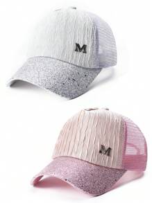 2pcs/Set Lovers' Breathable Mesh Baseball Cap, Fashion Versatile Sun Protection, Suitable For Daily Wear - A - View 13