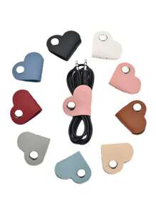 1/2/3/5/6/9/10pcs Charger, Headphone Cable Storage Buckle-Mixed Color Heart Shaped Cord Organizer, Earphones Headphones Cable Winder Organizer, PU Leather Cable Organizer, Gifts For Men Women Charger Case Office Must Haves Digital Bag - Multicolor - View 10