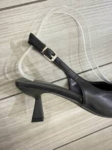 StellaMeli Pumps In P.U With Low Heel 6cm. Beautiful Upper In 2 Materials P.U And Synthetic Suede Stylish Sandals Summer Sandals For Women - Black - View 4