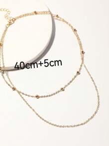 1pc Fashion Minimalist Multi-Layer Beaded Necklace For Women - Yellow - View 4