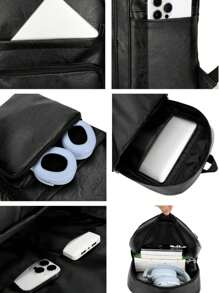 男士皮革背包，实用大容量背包适合 15.6 英寸笔记本电脑、徒步旅行、商务、PU 复古学校旅行学院工作背包