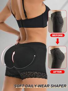Women's Tummy Control & Butt Lifting Shorts With Removable Padded Liner, Seamless Shapewear - Black - View 3