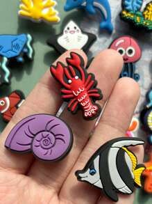 23 PCS Submarine Coral Series, Starfish, Conch, Coral, Seahorse, Water Grass Convey A Unique Creative Design, Can Let People Find That The Original Foot Decoration Can Have So Many Novel Ways To Play, Unlock A Variety Of Different Collocation Possibilities, Removable Washing