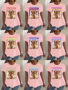 Plus Size Customized Shirt/T-Shirt, Personalized Clothing Gift For Girlfriend/Wife, Valentine's Day Present, Plus Size Loose Shirt, Add Your Own Text And Images